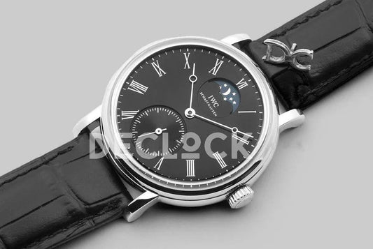 Replica IWC Vintage Portofino Hand Wound IW544801 Black Dial in Steel | Declock.