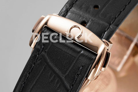 Replica Omega De Ville Tourbillon RG MIF Black Dial on Black Leather Strap - Replica Watches