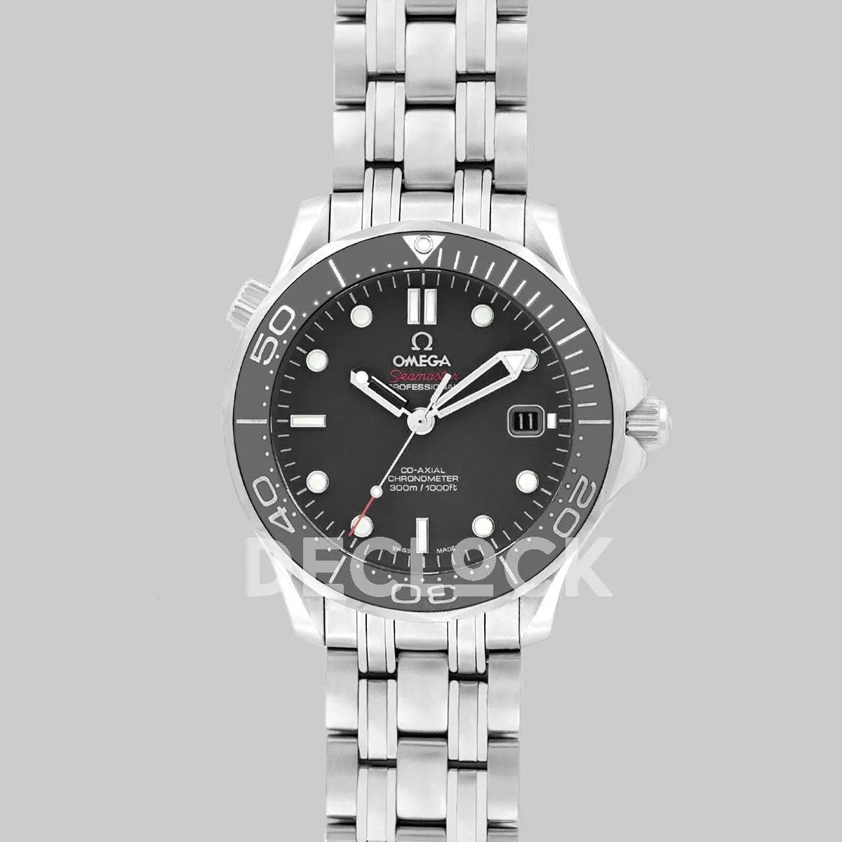 Replica Omega Seamaster Diver 300m Co-Axial 42mm Black Dial in Steel