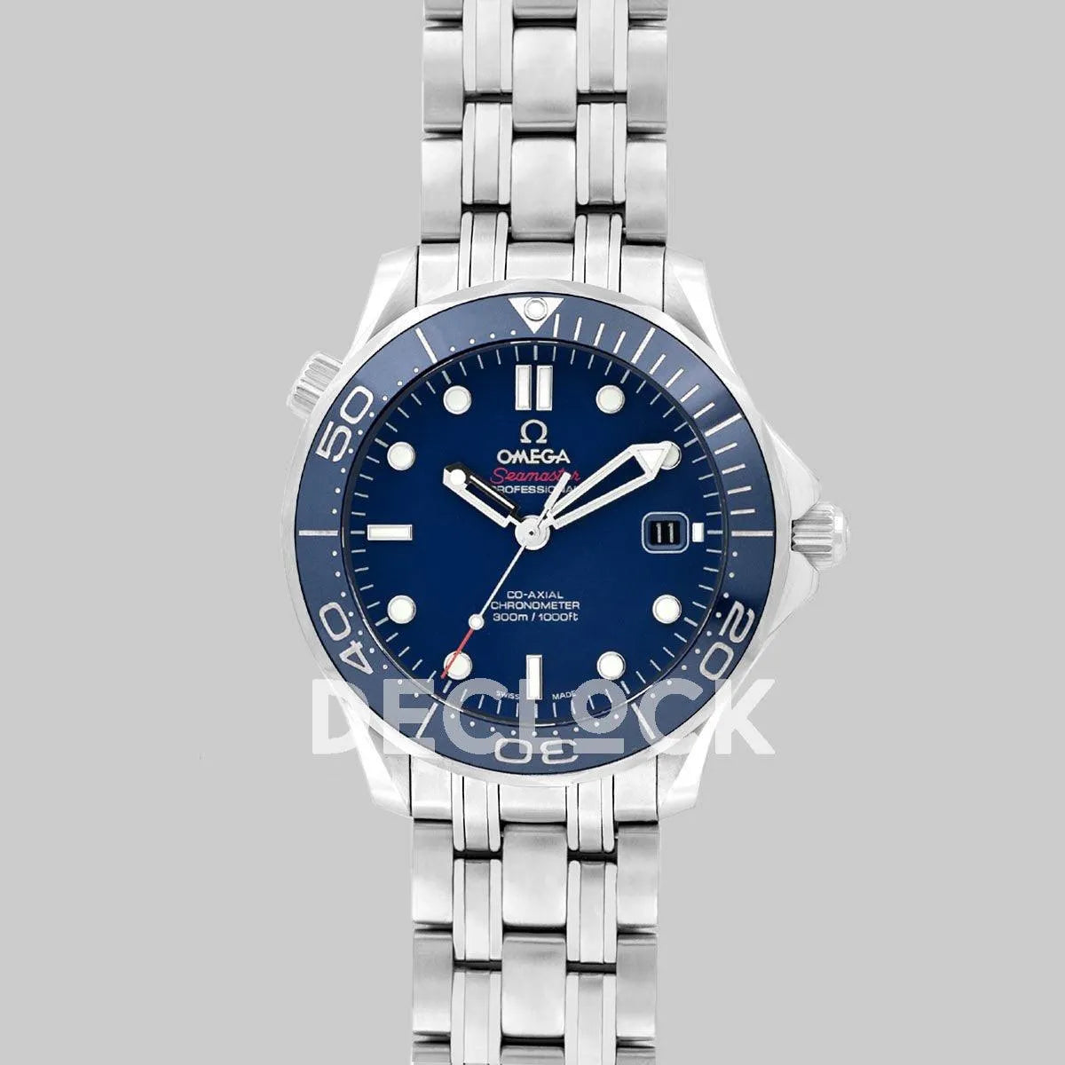Replica Omega Seamaster Diver 300m Co-Axial 42mm Blue Dial in Steel