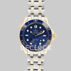 Replica Omega Seamaster Diver 300m Omega Co-Axial Master Chronometer 42mm Blue Dial with Blue Bezel in Steel/Yellow Gold