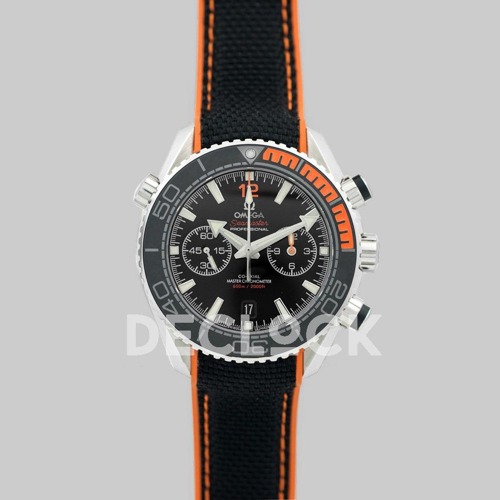 Replica Omega Seamaster Planet Ocean 600m Master Chronometer Chronograph Black Dial on Nylon Strap - Replica Watches