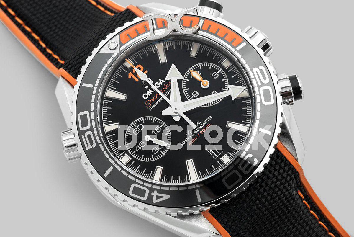 Replica Omega Seamaster Planet Ocean 600m Master Chronometer Chronograph Black Dial on Nylon Strap