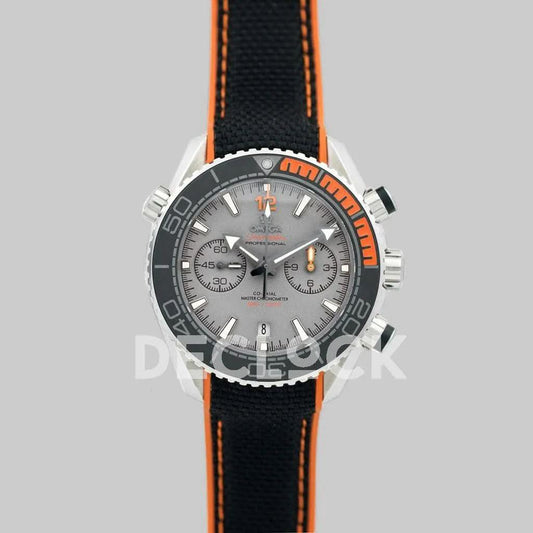Replica Omega Seamaster Planet Ocean 600m Master Chronometer Chronograph Grey Dial on Nylon Strap |  Declock.