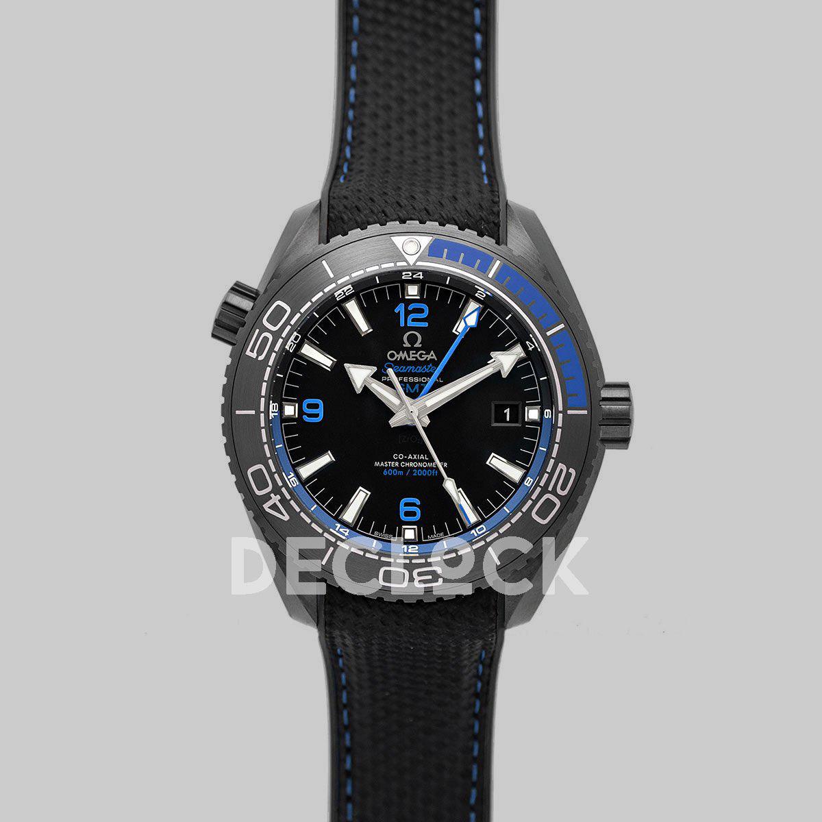 Replica Omega Seamaster Planet Ocean GMT “Deep Black” Blue Ceramic - Replica Watches