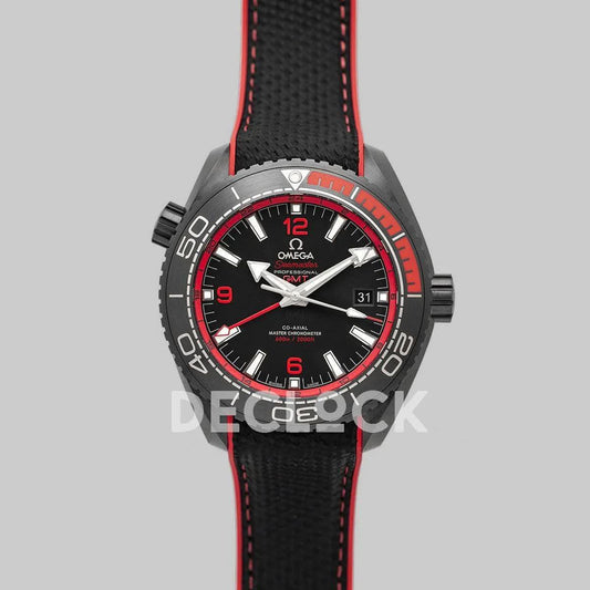 Replica Omega Seamaster Planet Ocean GMT “Deep Black” Red Ceramic |  Declock.
