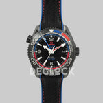 Replica Omega Seamaster Planet Ocean GMT “Deep Black” Red/Blue Ceramic - Replica Watches