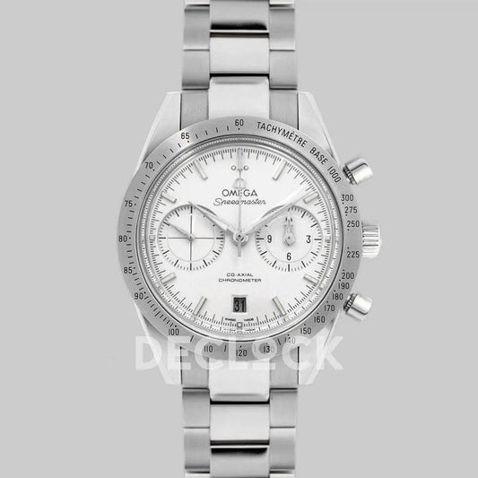 Replica Omega Speedmaster ’57 Co-Axial White Dial in Steel on Bracelet | Declock.