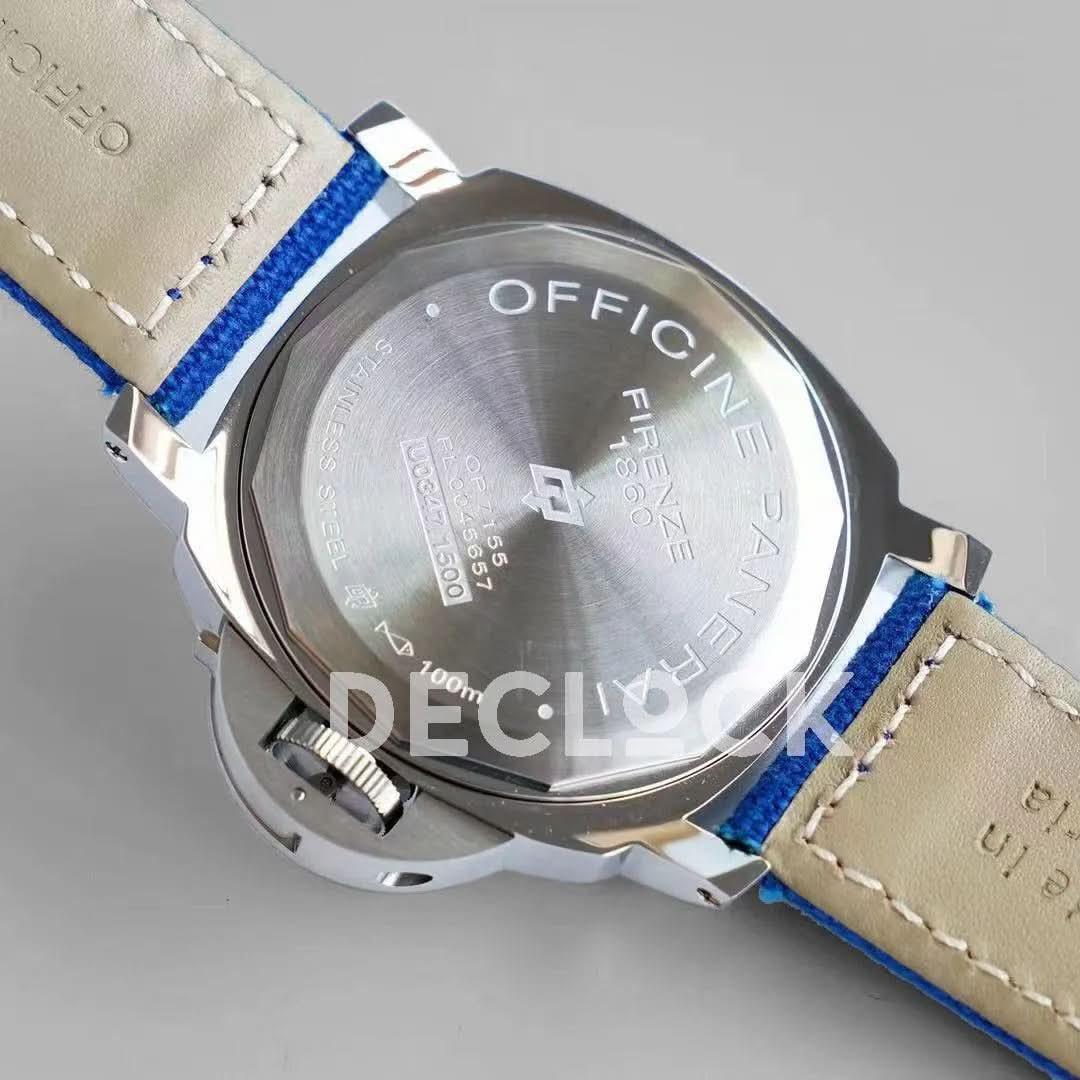 Replica Panerai PAM634 Luminor Black Dial on Blue Strap |  Declock.