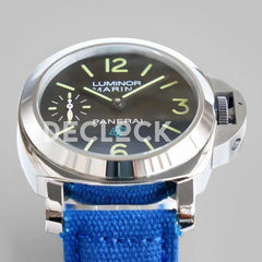 Replica Panerai PAM634 Luminor Black Dial on Blue Strap