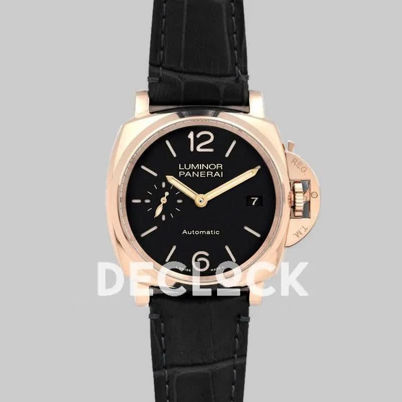 Replica Panerai PAM908 Luminor Due 3 Days Automatic Oro Rosso ‘Fu’ Black Dial |  Declock.