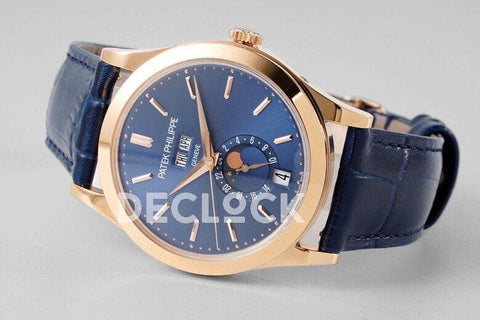 Replica Pattek Philippe Annual Calendar Moonphase 5396 Blue Dial on Blue Leather Strap - Replica Watches