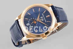 Replica Pattek Philippe Annual Calendar Moonphase 5396 Blue Dial on Blue Leather Strap