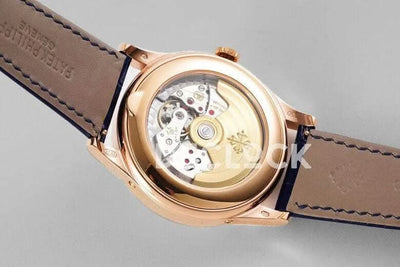 Replica Pattek Philippe Annual Calendar Moonphase 5396 Blue Dial on Blue Leather Strap