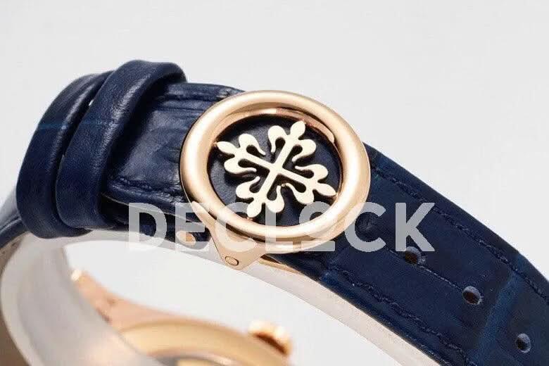 Replica Pattek Philippe Annual Calendar Moonphase 5396 Blue Dial on Blue Leather Strap |  Declock.