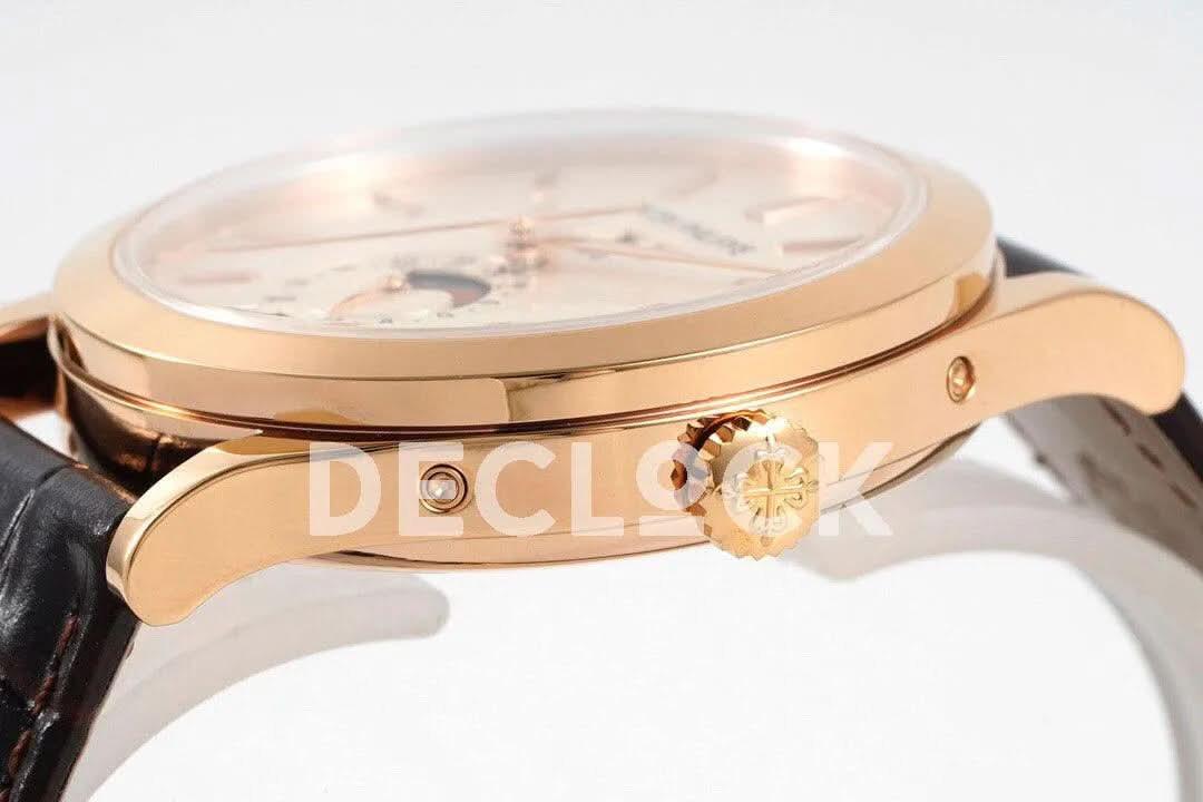 Replica Pattek Philippe Annual Calendar Moonphase 5396 White Dial on Black Leather Strap |  Declock.