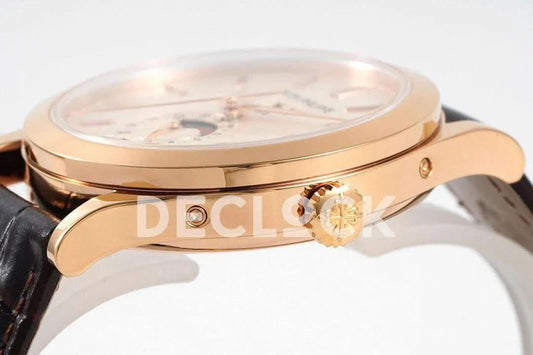 Replica Pattek Philippe Annual Calendar Moonphase 5396 White Dial on Black Leather Strap | Declock.