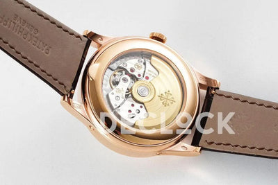 Replica Pattek Philippe Annual Calendar Moonphase 5396 White Dial on Black Leather Strap