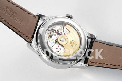 Replica Pattek Philippe Annual Calendar Moonphase 5396 White Dial on Black Leather Strap
