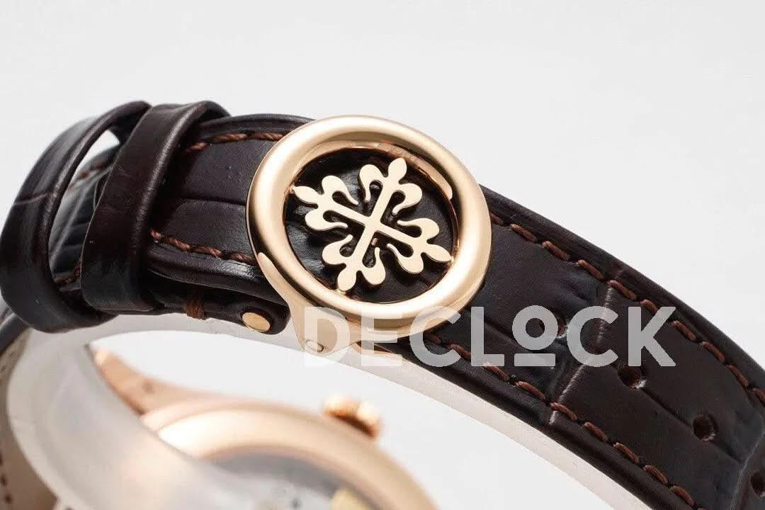 Replica Pattek Philippe Annual Calendar Moonphase 5396 White Dial on Black Leather Strap |  Declock.
