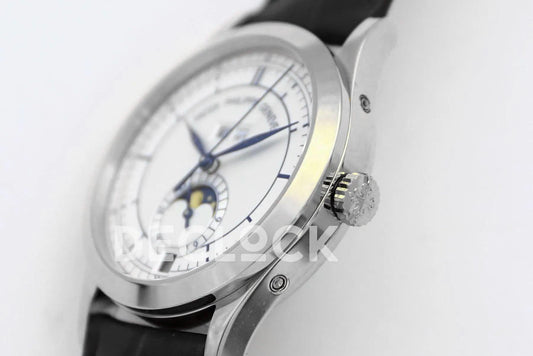 Replica Pattek Philippe Annual Calendar Moonphase 5396 White/Blue Dial on Black Leather Strap | Declock.