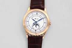 Replica Pattek Philippe Annual Calendar Moonphase 5396 White/Blue Dial on Brown Leather Strap