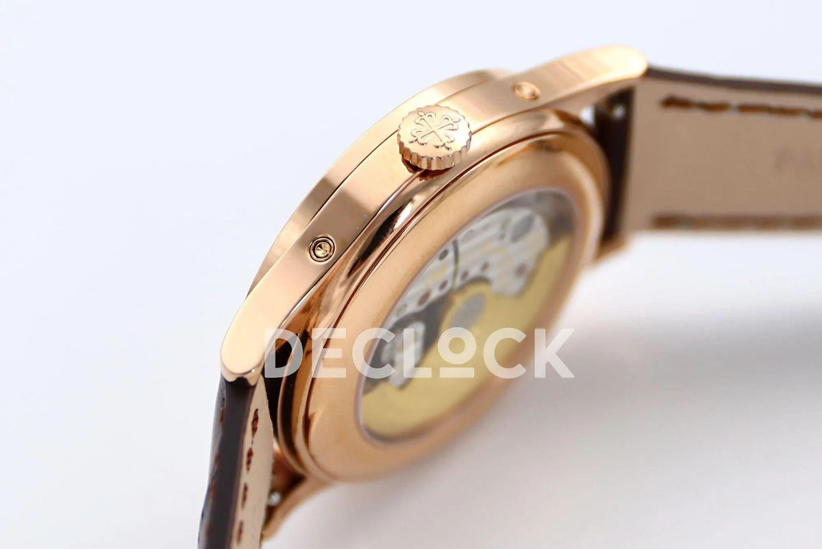 Replica Pattek Philippe Annual Calendar Moonphase 5396 White/Blue Dial on Brown Leather Strap |  Declock.