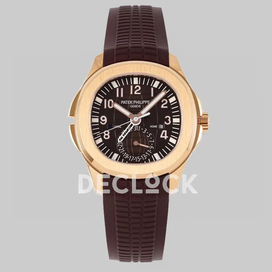 Replica Pattek Philippe Aquanaut 5164A Rose Gold Brown Dial on Brown Rubber Strap | Declock.