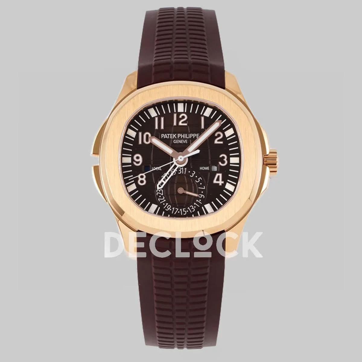 Replica Pattek Philippe Aquanaut 5164A Rose Gold Brown Dial on Brown Rubber Strap |  Declock.