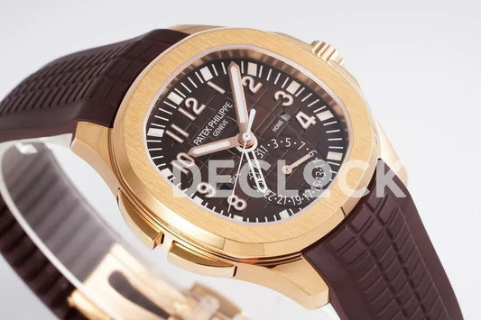 Replica Pattek Philippe Aquanaut 5164A Rose Gold Brown Dial on Brown Rubber Strap | Declock.