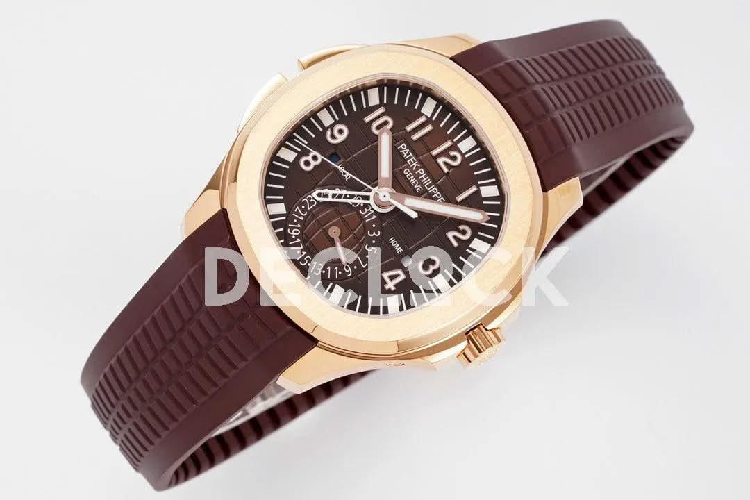 Replica Pattek Philippe Aquanaut 5164A Rose Gold Brown Dial on Brown Rubber Strap |  Declock.