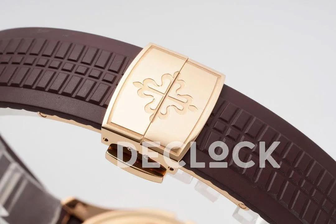 Replica Pattek Philippe Aquanaut 5164A Rose Gold Brown Dial on Brown Rubber Strap |  Declock.