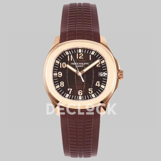 Replica Pattek Philippe Aquanaut 5167R Rose Gold Brown Dial on Brown Rubber Strap | Declock.