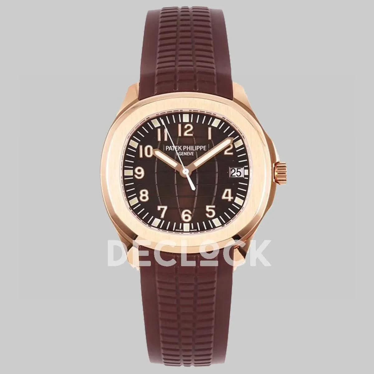Replica Pattek Philippe Aquanaut 5167R Rose Gold Brown Dial on Brown Rubber Strap |  Declock.