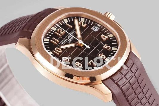 Replica Pattek Philippe Aquanaut 5167R Rose Gold Brown Dial on Brown Rubber Strap |  Declock.