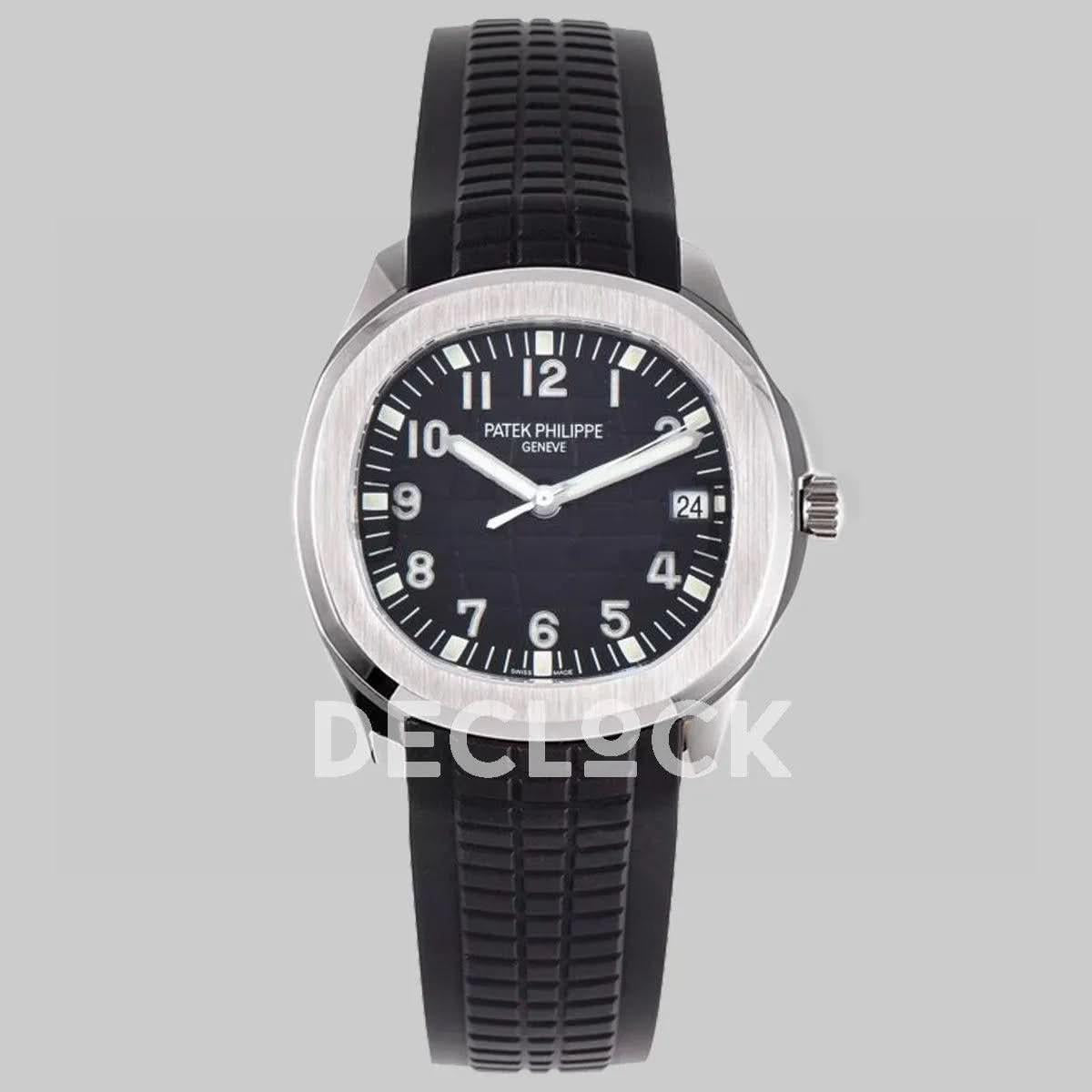 Replica Pattek Philippe Aquanaut 5167R Steel Black Dial on Black Rubber Strap |  Declock.