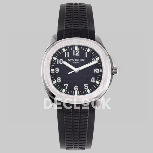 Replica Pattek Philippe Aquanaut 5167R Steel Black Dial on Black Rubber Strap |  Declock.