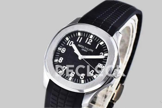 Replica Pattek Philippe Aquanaut 5167R Steel Black Dial on Black Rubber Strap | Declock.