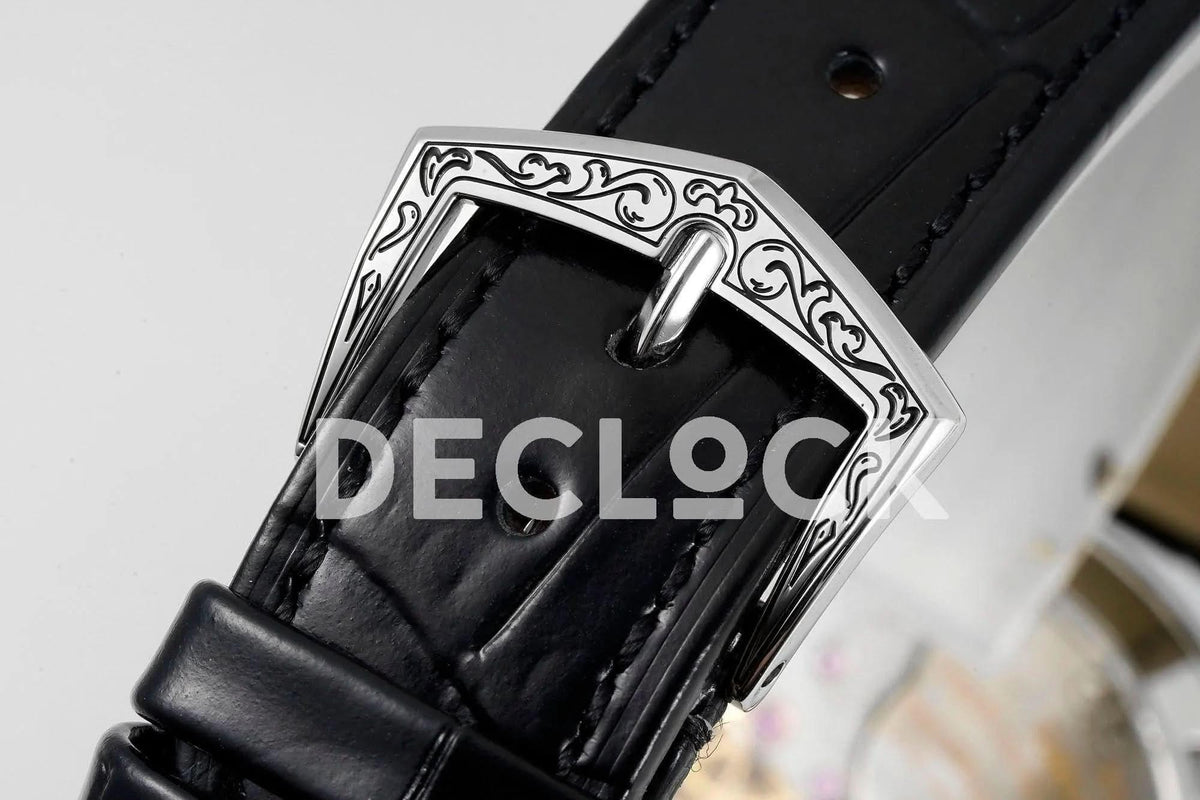 Replica Pattek Philippe Calatrava 5088 Steel Black Dial on Black Leather Strap |  Declock.