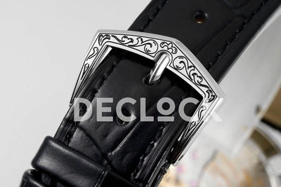 Replica Pattek Philippe Calatrava 5088 Steel Black Dial on Black Leather Strap