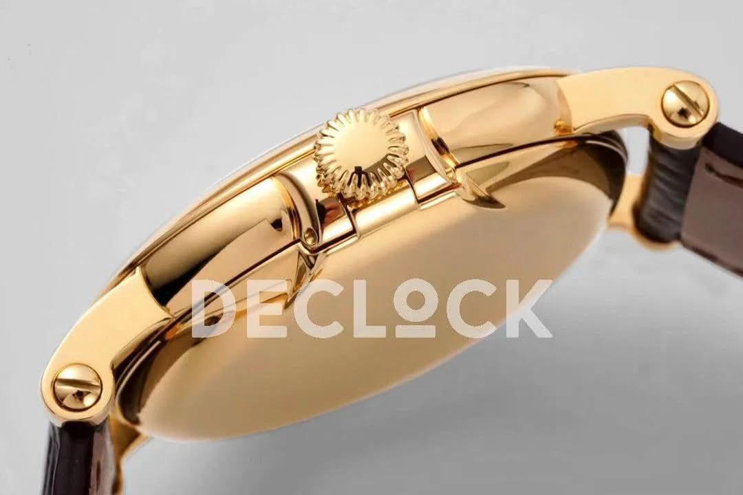 Replica Pattek Philippe Calatrava 5153 Rose Gold White Dial on Brown Leather Strap |  Declock.