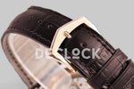 Replica Pattek Philippe Calatrava 5227 Rose Gold White Dial on Brown Leather Strap - Replica Watches