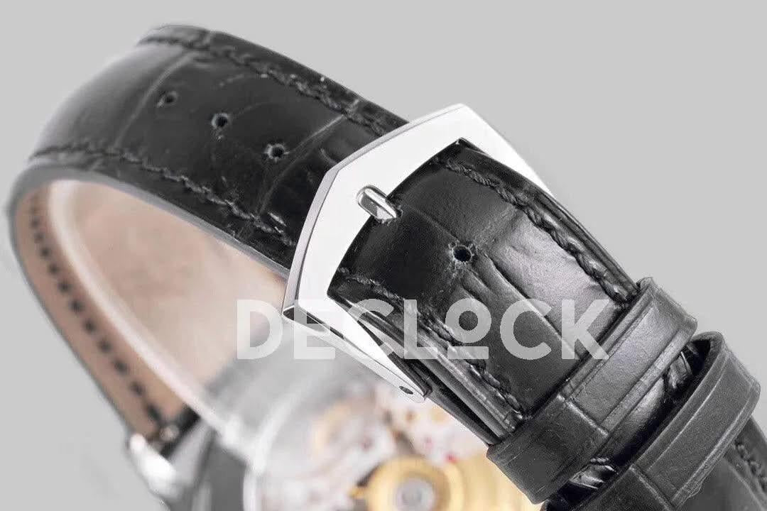 Replica Pattek Philippe Calatrava 5227 Steel White Dial on Black Leather Strap |  Declock.