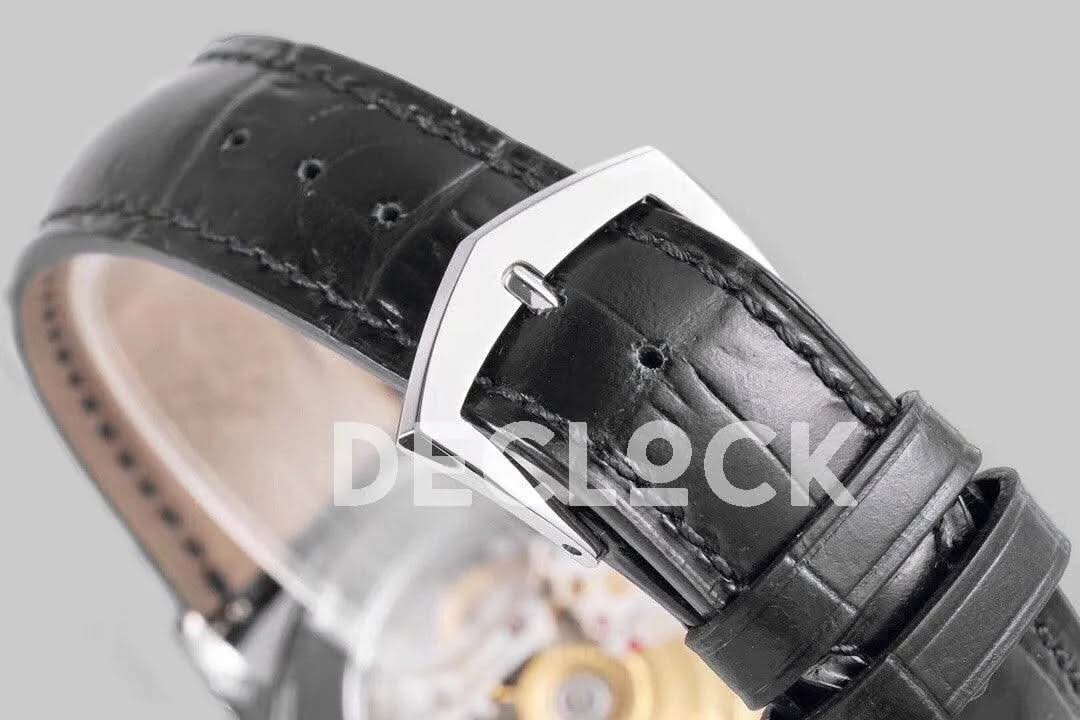 Replica Pattek Philippe Calatrava 5227 Steel White Dial on Black Leather Strap