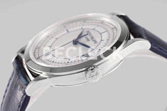 Replica Pattek Philippe Calatrava 5296 Steel White Dial on Blue Leather Strap