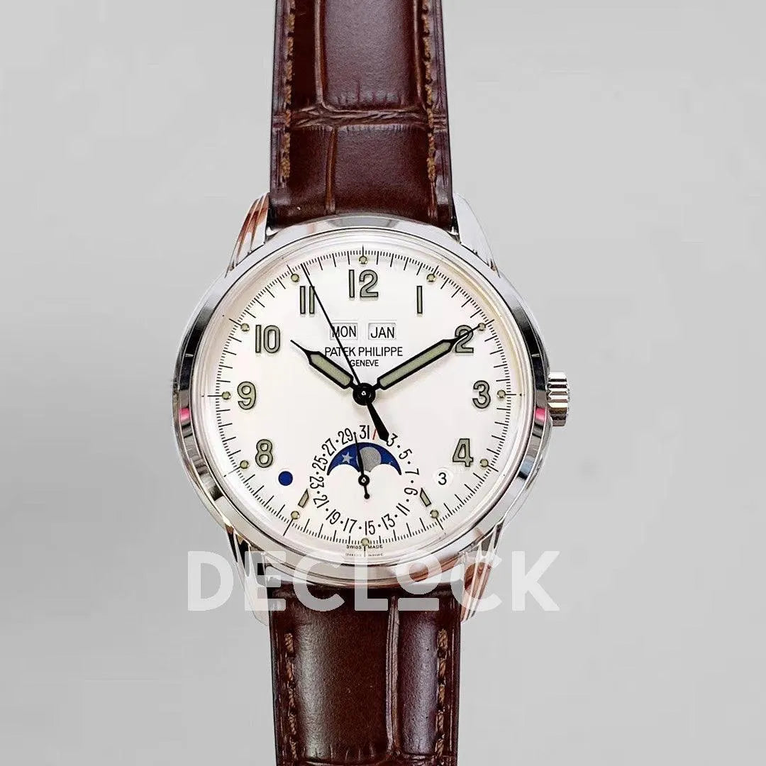 Replica Pattek Philippe Grand Complications 5320G Cream Dial on Brown Leather Strap