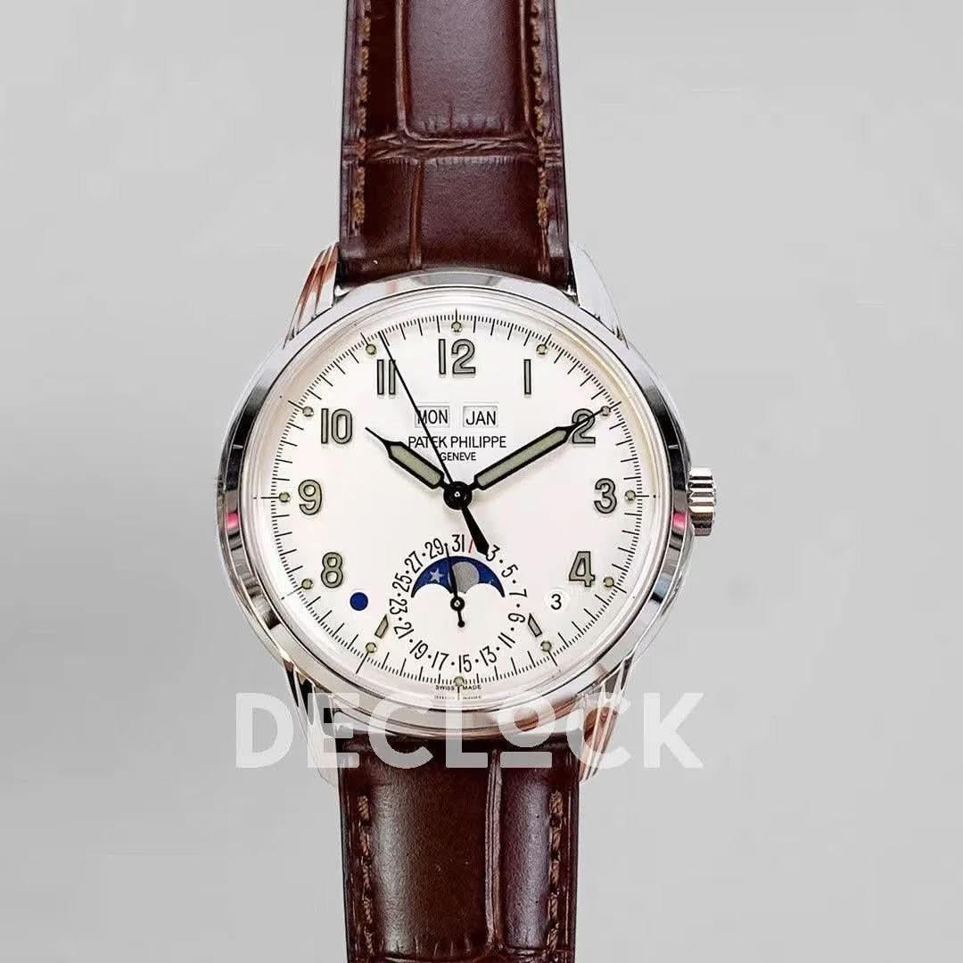 Replica Pattek Philippe Grand Complications 5320G Cream Dial on Brown Leather Strap |  Declock.