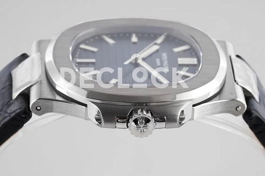 Replica Pattek Philippe Nautilus 5711 Blue Dial on Black Leather Strap | Declock.