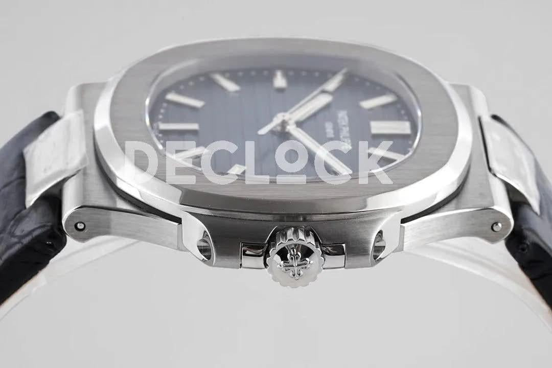 Replica Pattek Philippe Nautilus 5711 Blue Dial on Black Leather Strap |  Declock.