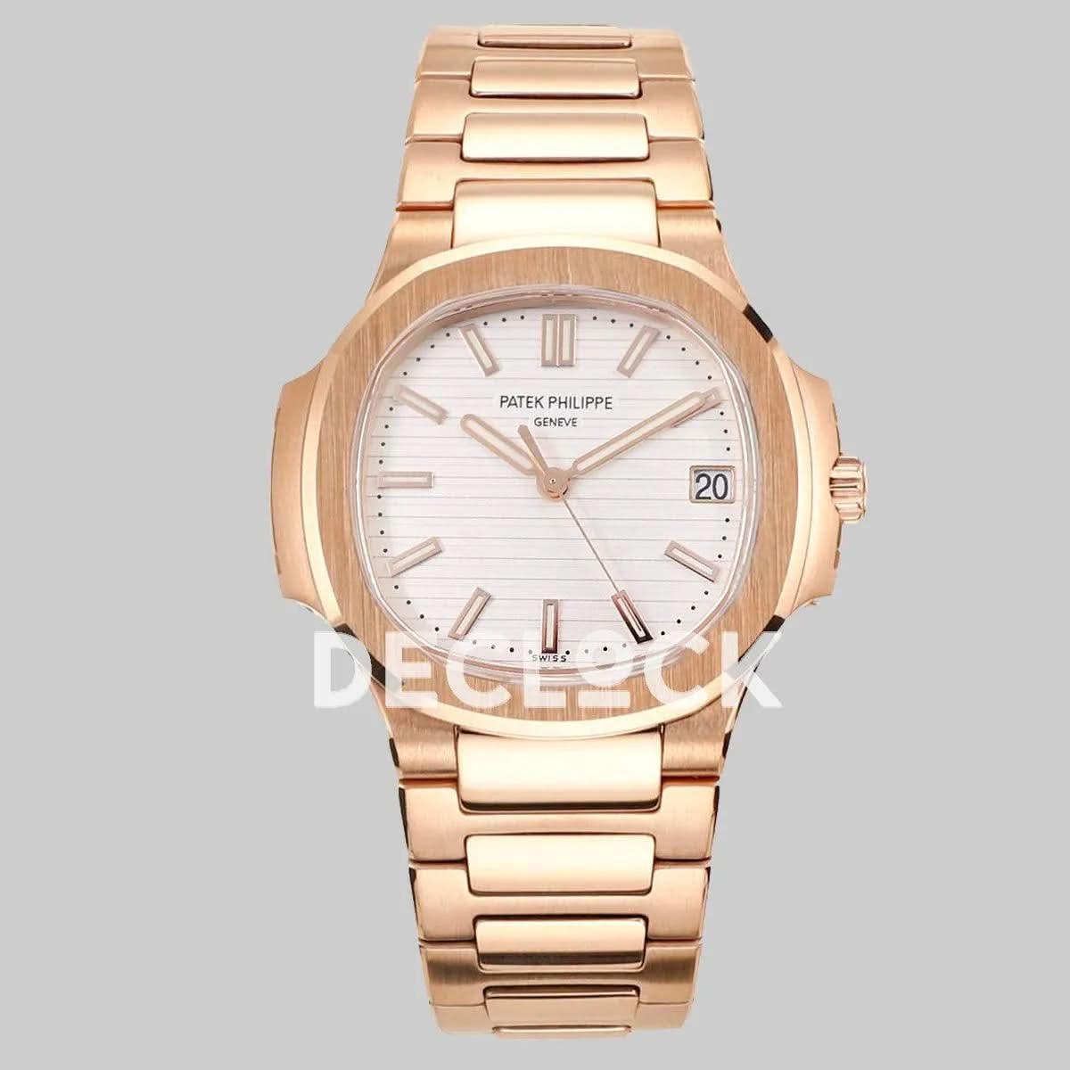 Replica Pattek Philippe Nautilus 5711 Rose Gold White Dial on Rose Gold |  Declock.